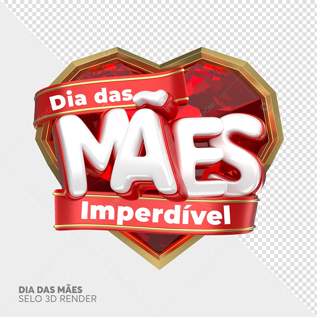 Dias das Mães Imperdível Selo 3D Vermelho e Branco para Composição PSD