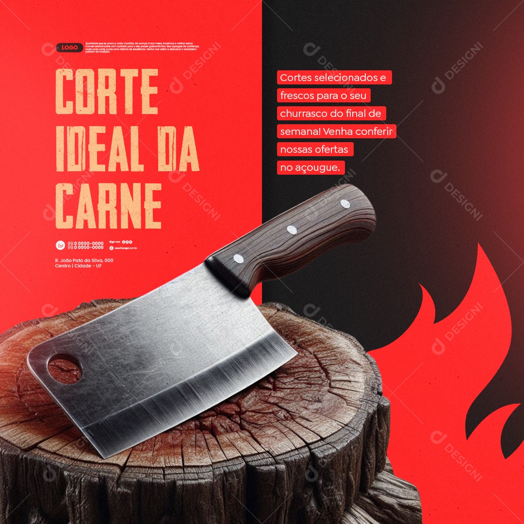 Açougue Corte Ideal da Carne Social Media PSD Editável