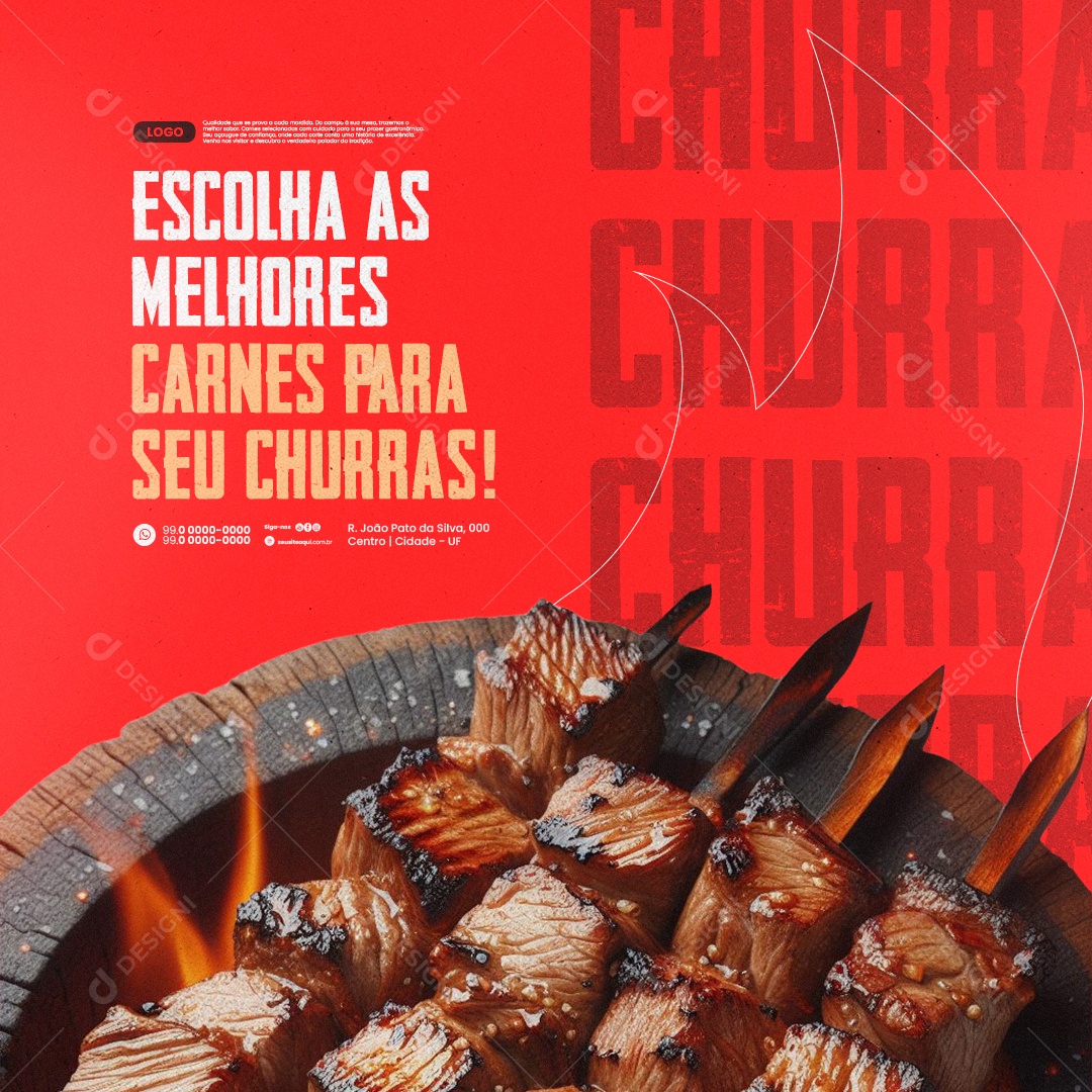 Açougue Escolha As Melhores Carnes para Seu Churras Social Media PSD Editável