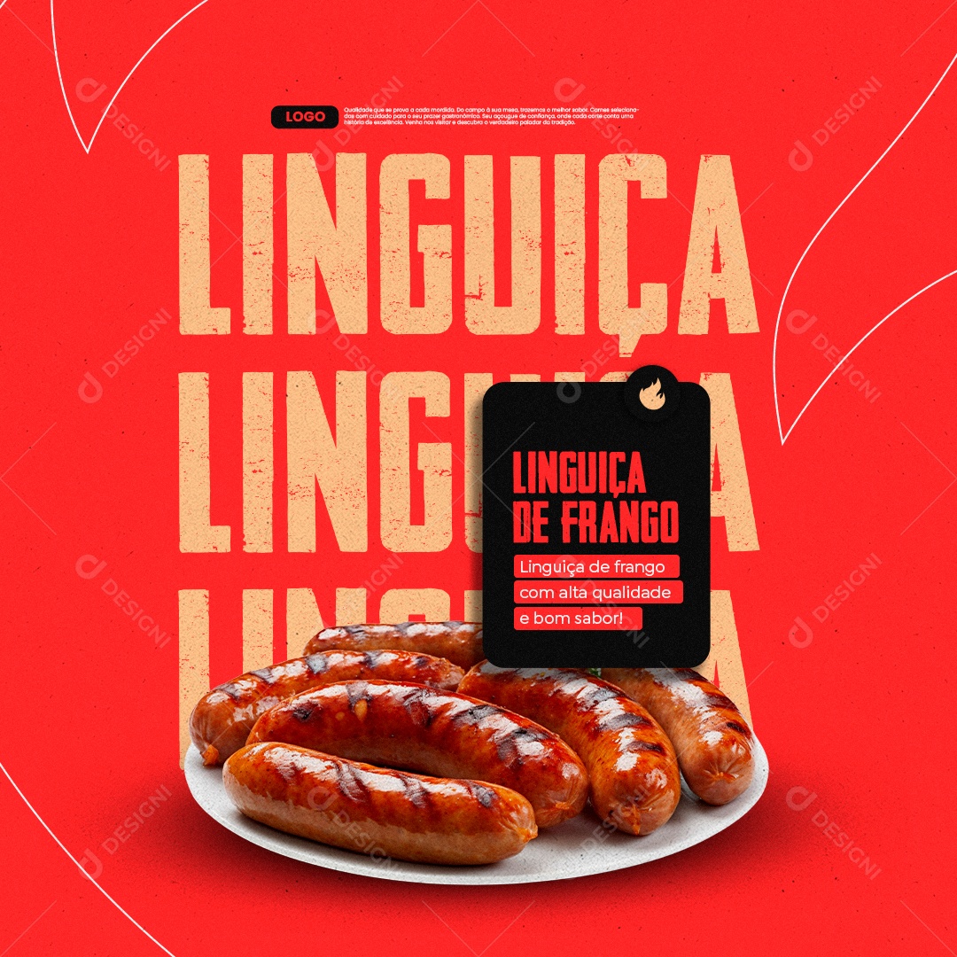 Açougue Linguiça de Frango com Alta Qualidade Social Media PSD Editável