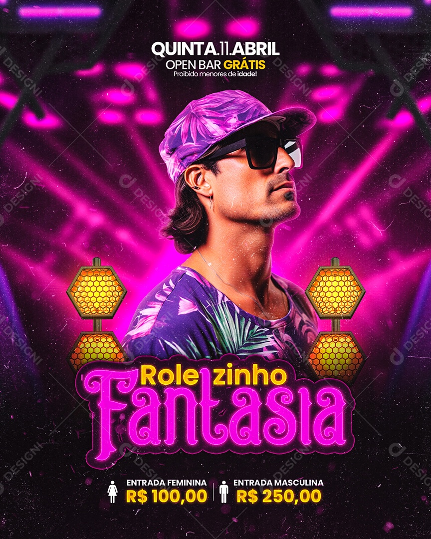 Flyer Rolezinho Fantasia Social Media PSD Editável