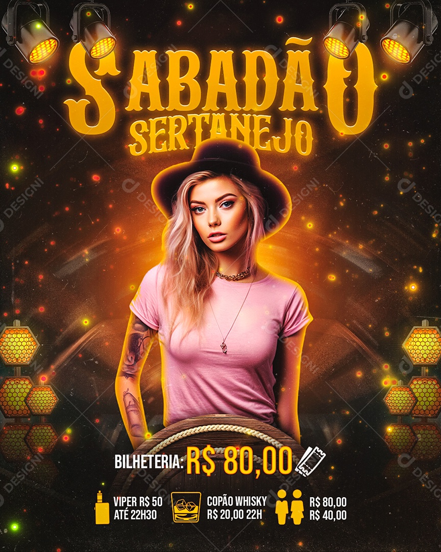 Flyer Sabadão Sertanejo Social Media PSD Editável