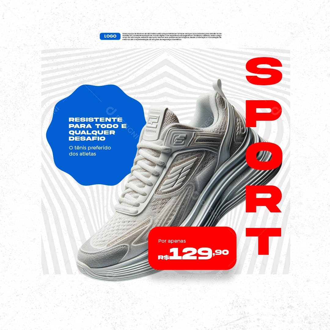 Loja de Tênis Sport Resistente para Todo E Qualquer Desafio Social Media PSD Editável