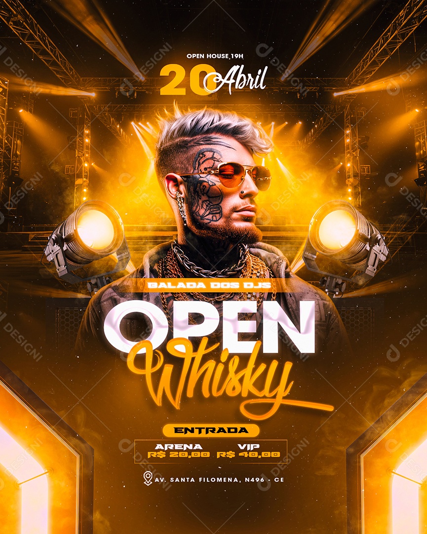 Flyer Open Whisky Gabriel Lima Social Media PSD Editável