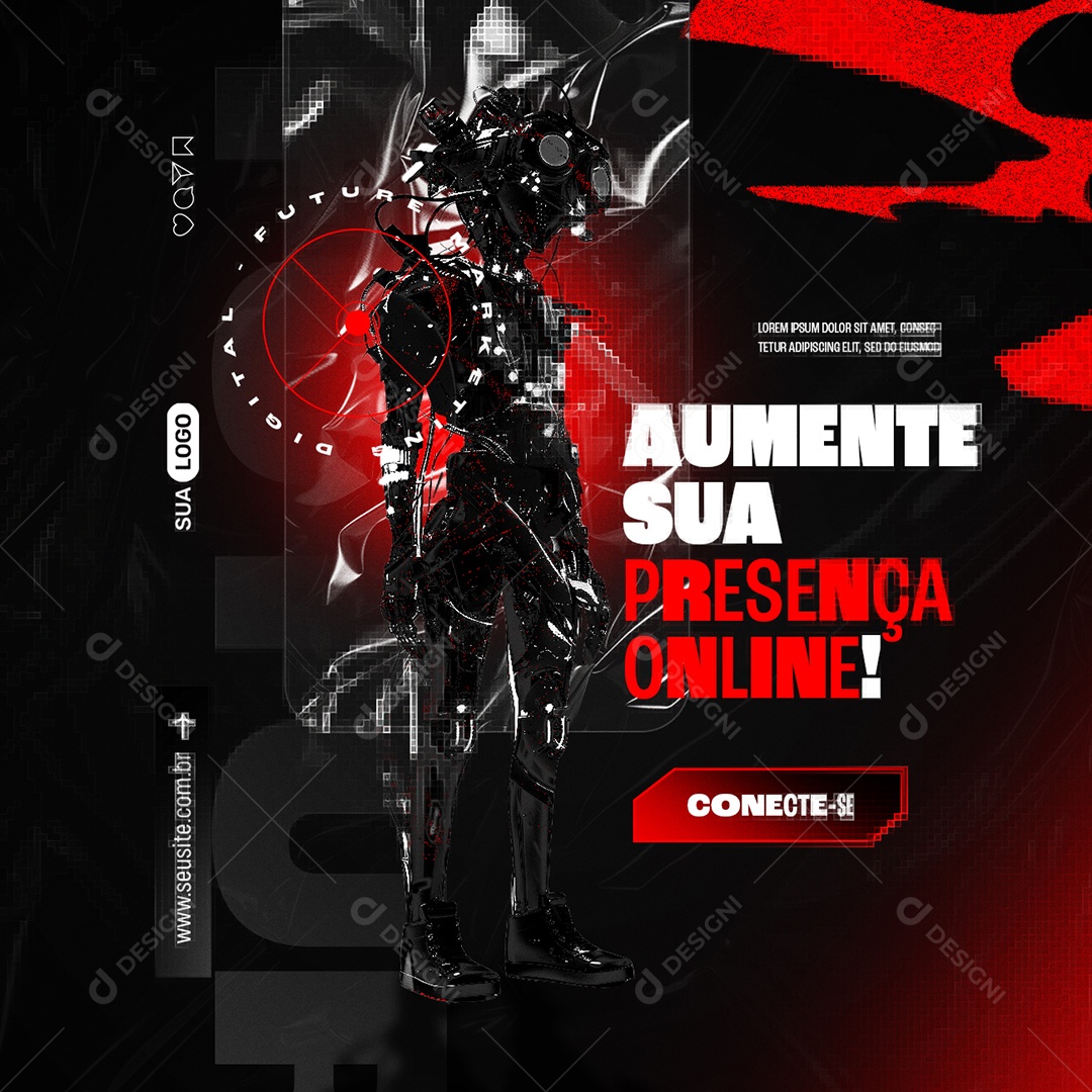 Marketing Digital Aumente Sua Presença Online Conecte-Se Social Media PSD Editável