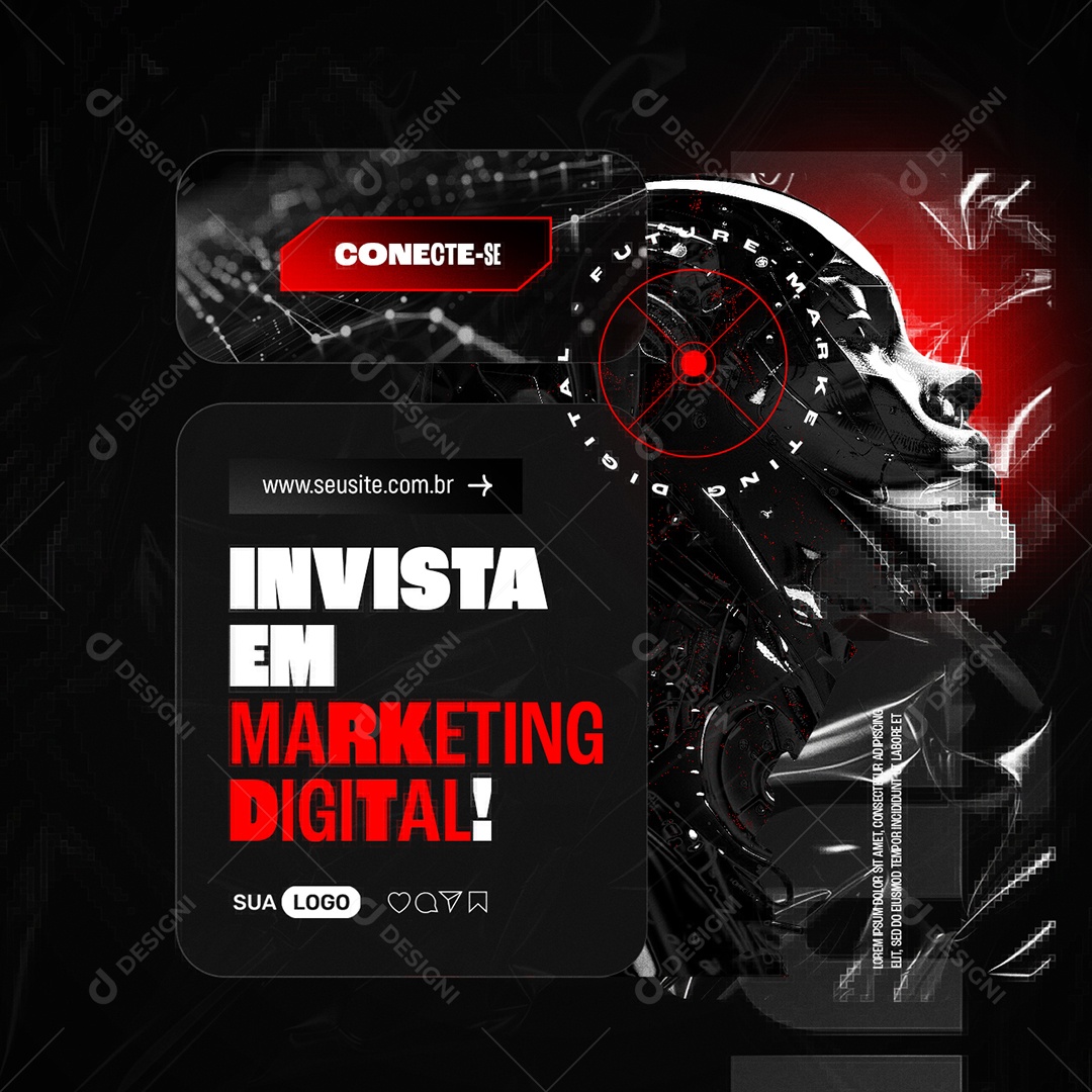 Conecte-Se Invista em Marketing Digital Social Media PSD Editável