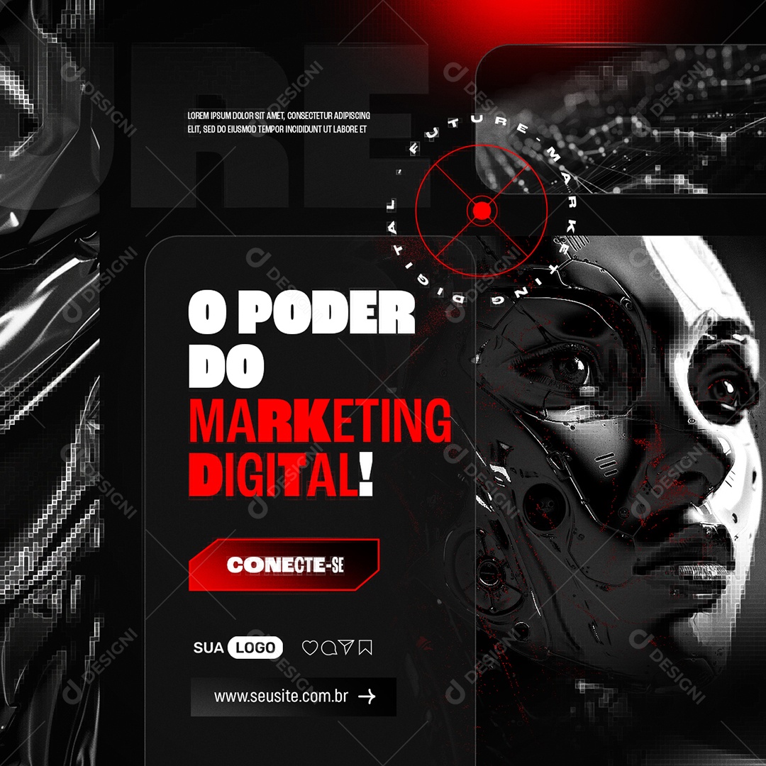 O Poder Do Marketing Digital Conecte-Se Social Media PSD Editável