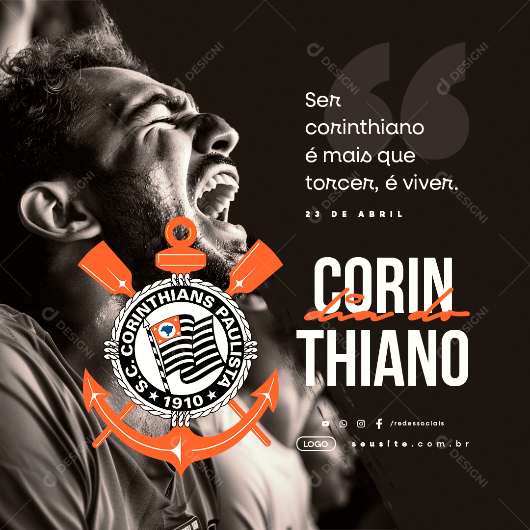 Dia do Torcedor Corinthiano Ser Corinthiano é Mais Que Torcer Social Media PSD Editável