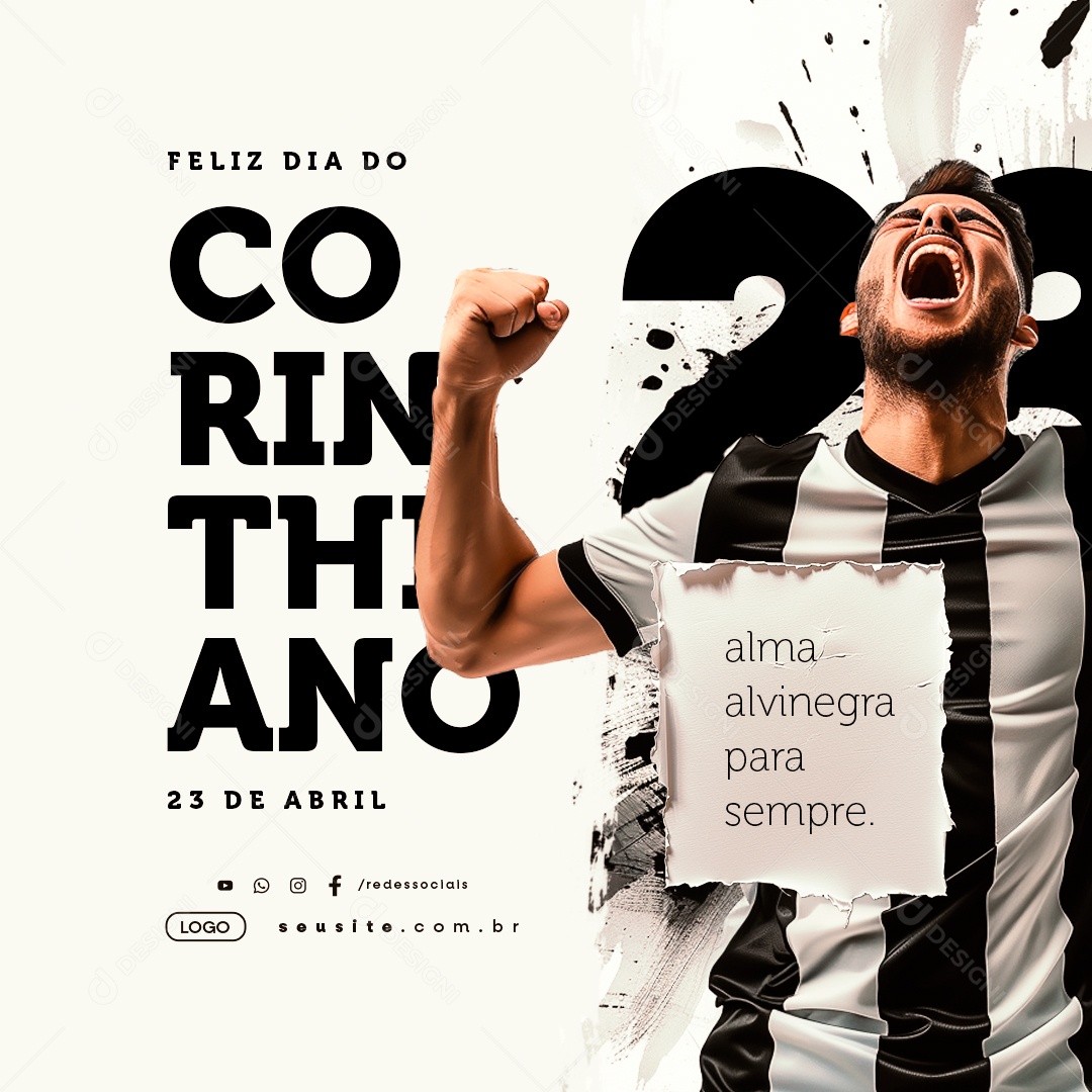 Feliz Dia do Torcedor Corinthiano 23 de Abril Social Media PSD Editável