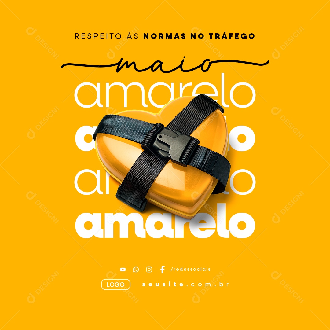 Maio Amarelo Respeito Às Normas no Tráfego Social Media PSD Editável