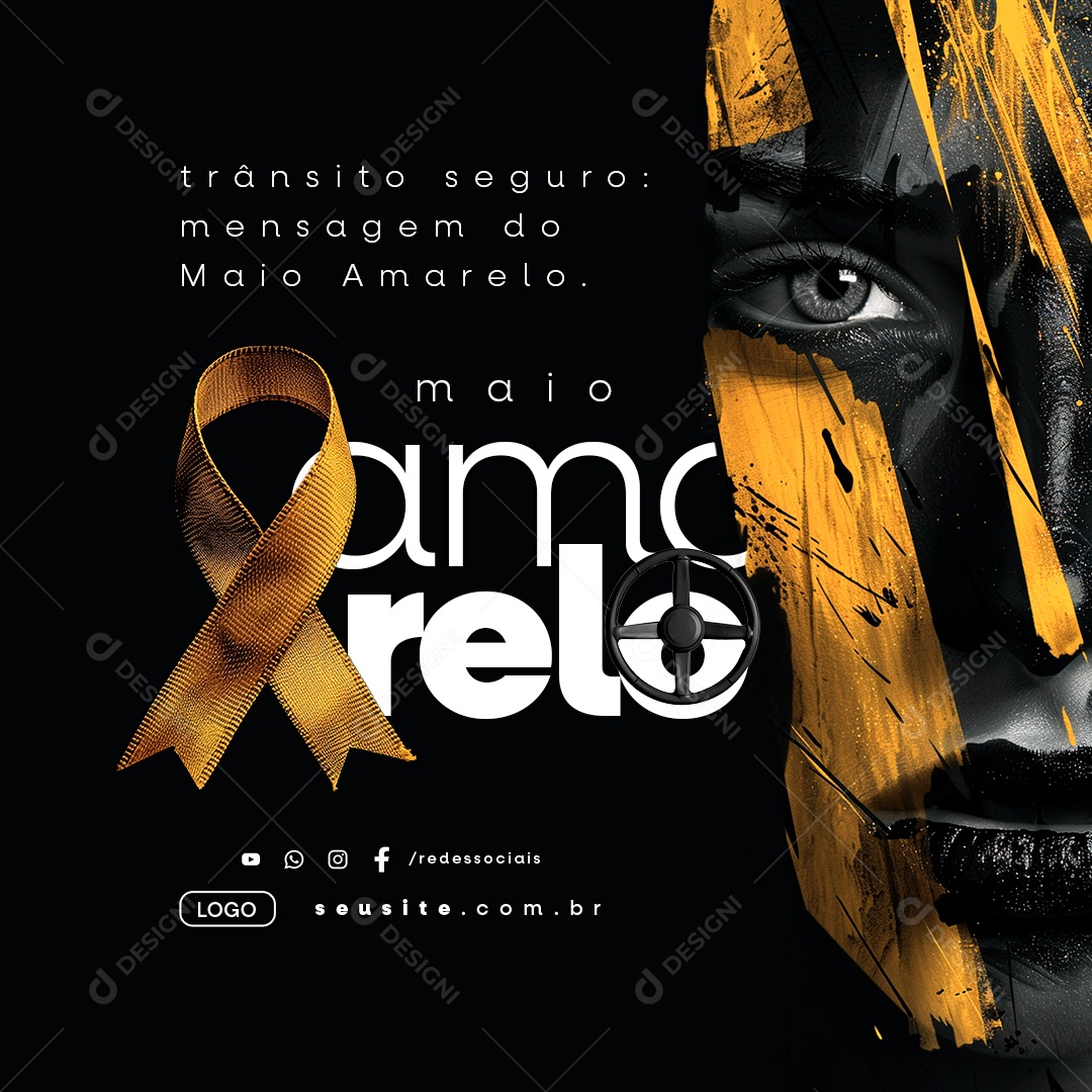 Maio Amarelo Trânsito Seguro Social Media PSD Editável