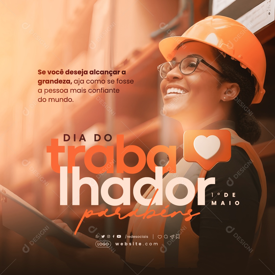 Dia do Trabalhador 01 de Maio Social Media PSD Editável