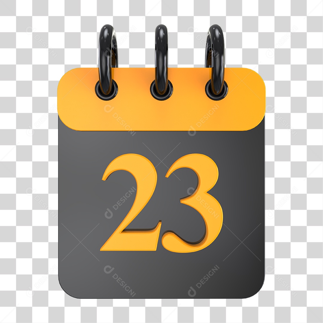 Elemento 3D Calendário Amarelo e Preto PNG Transparente