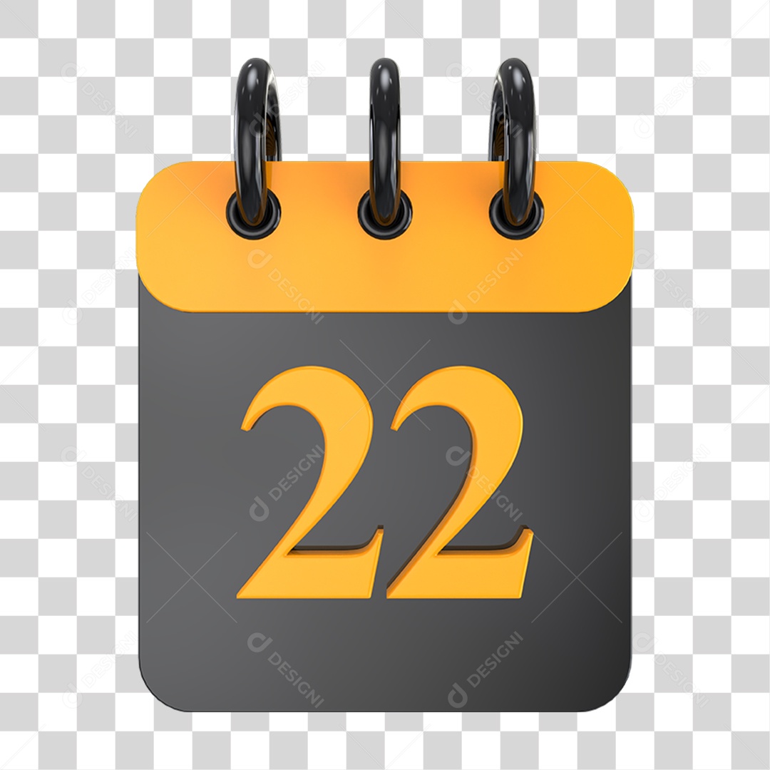 Elemento 3D Calendário Amarelo e Preto PNG Transparente