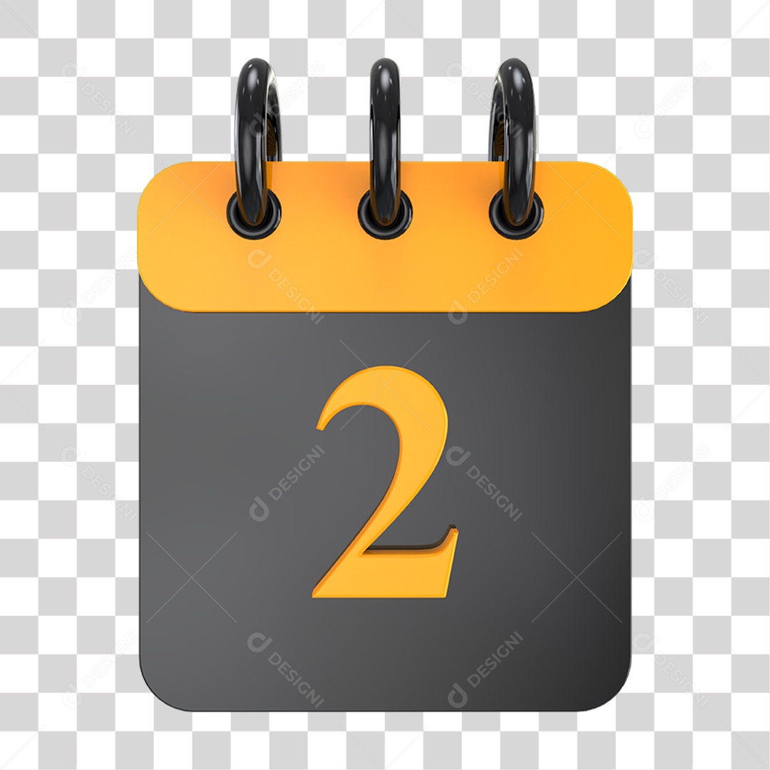 Elemento 3D Calendário Amarelo e Preto PNG Transparente