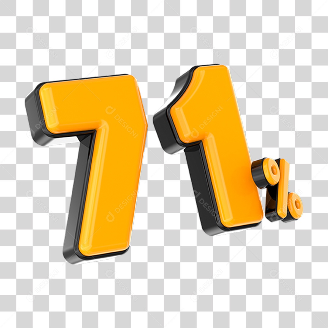 Elemento 3D Número Laranja 71 Por Cento PNG Transparente