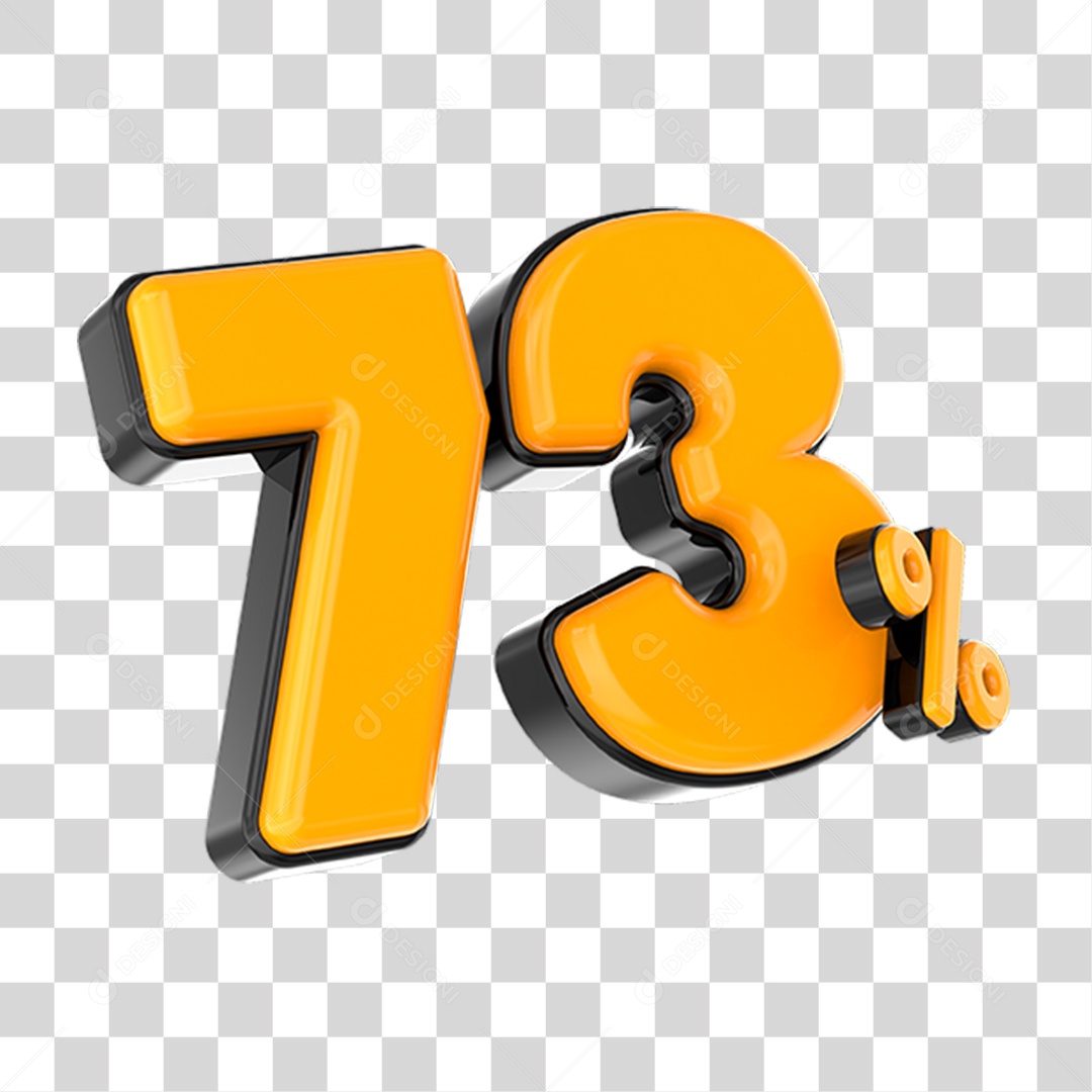 Elemento 3D Número Laranja 73 Por Cento PNG Transparente