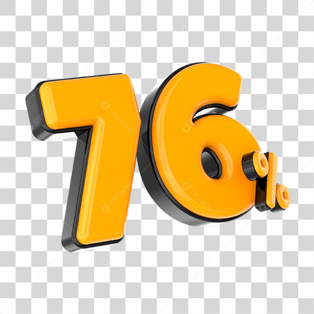Elemento 3D Número Laranja 76 Por Cento PNG Transparente