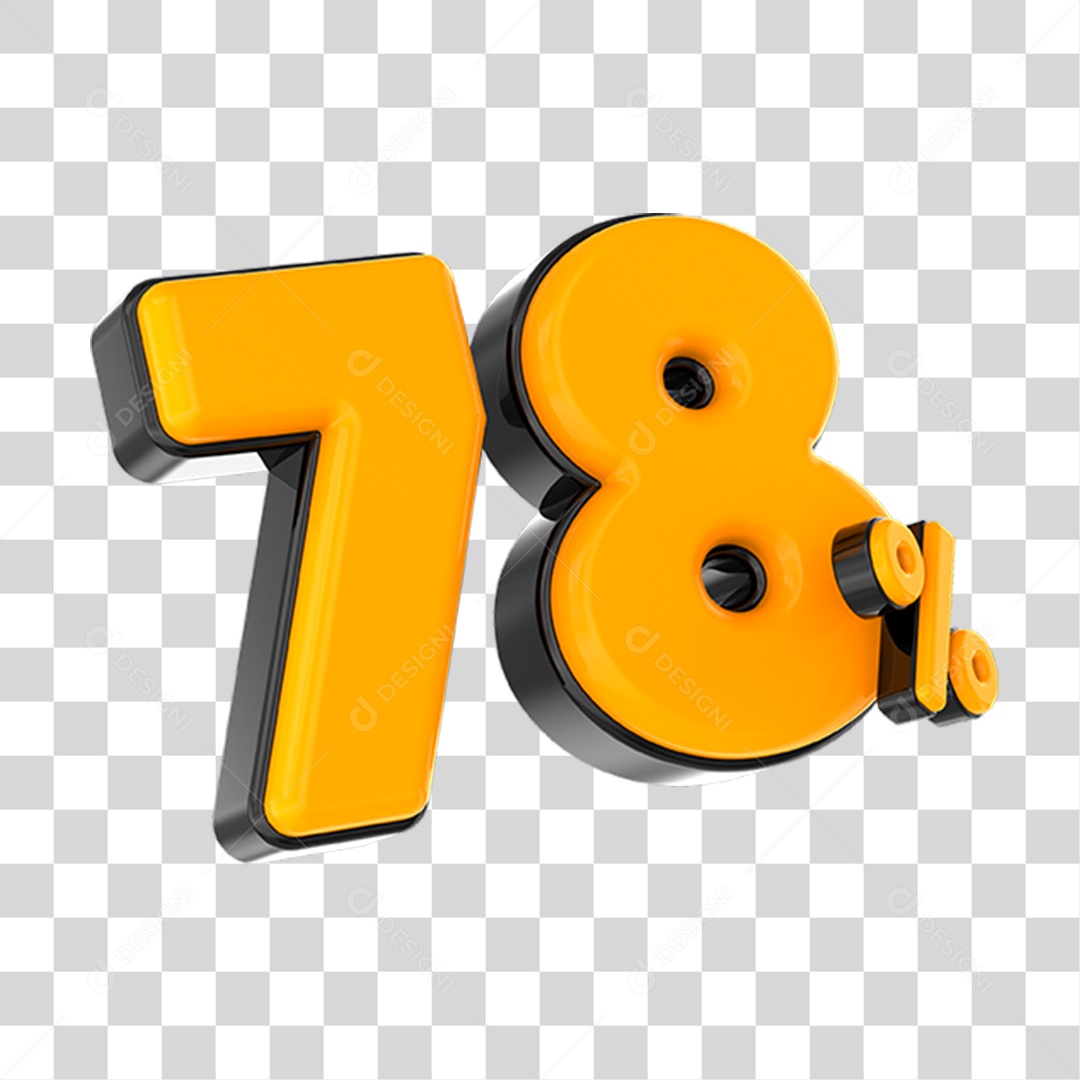 Elemento 3D Número Laranja 78 Por Cento PNG Transparente