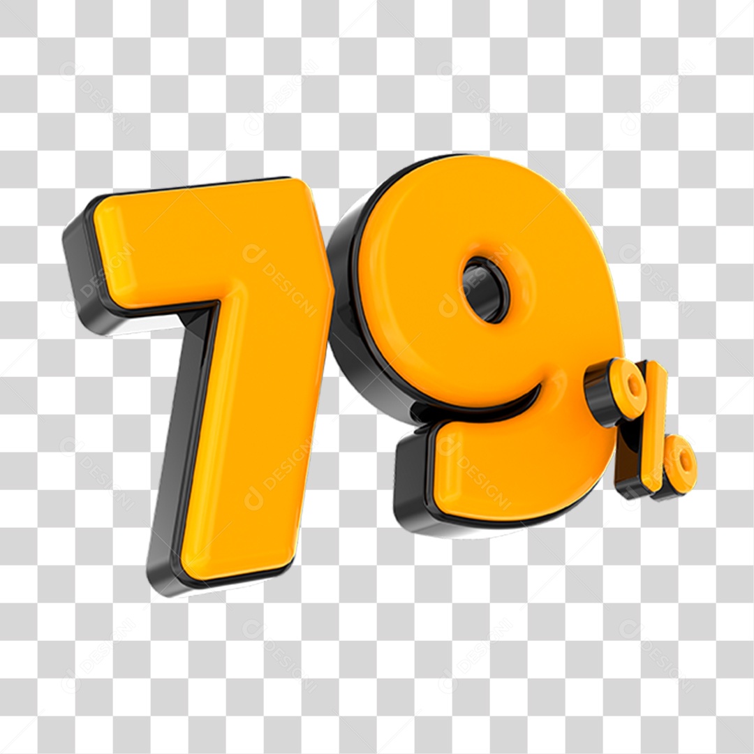 Elemento 3D Número Laranja 79 Por Cento PNG Transparente