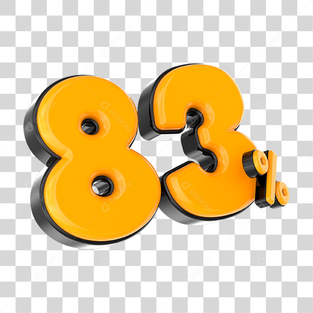 Elemento 3D Número Laranja 83 Por Cento PNG Transparente