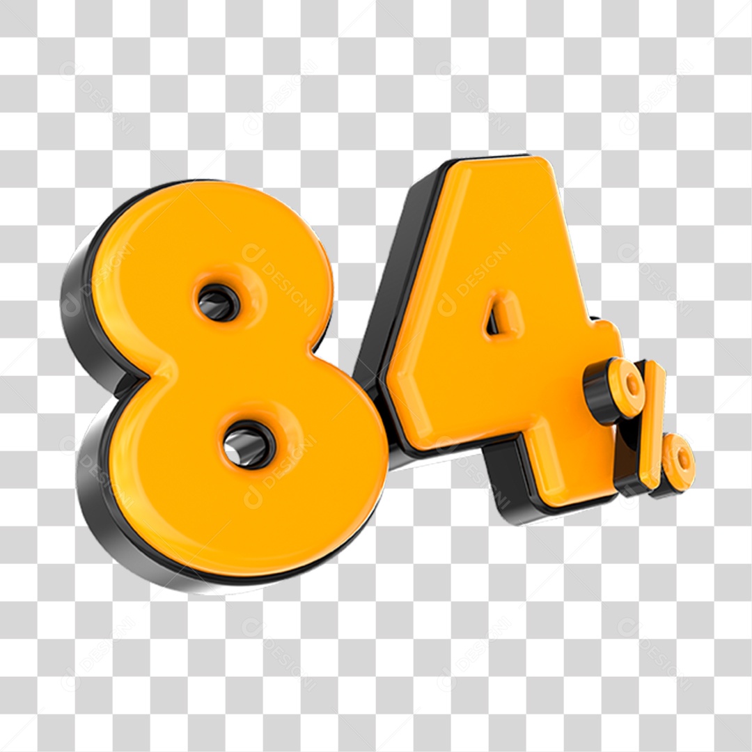 Elemento 3D Número Laranja 84 Por Cento PNG Transparente