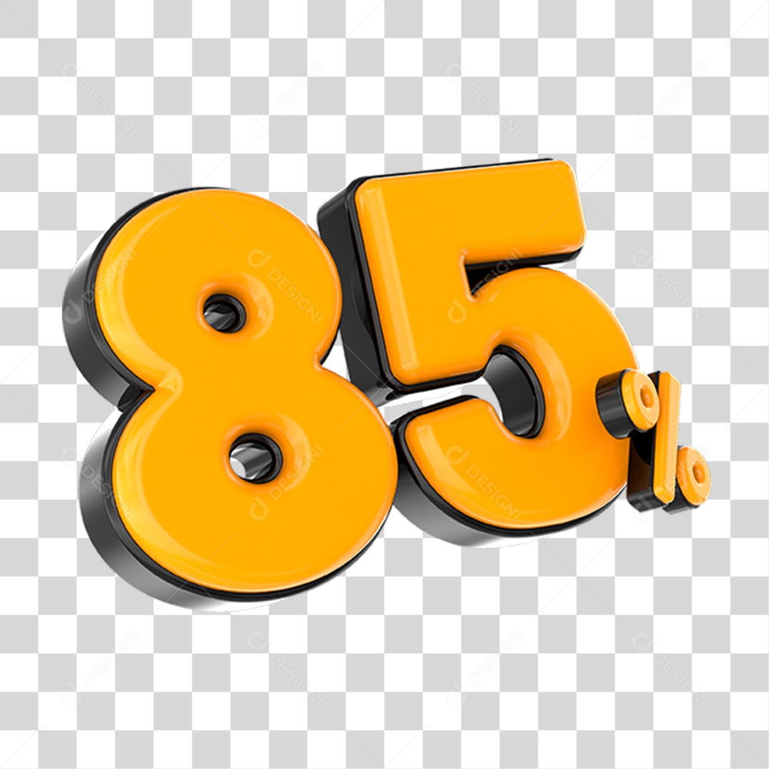Elemento 3D Número Laranja 85 Por Cento PNG Transparente