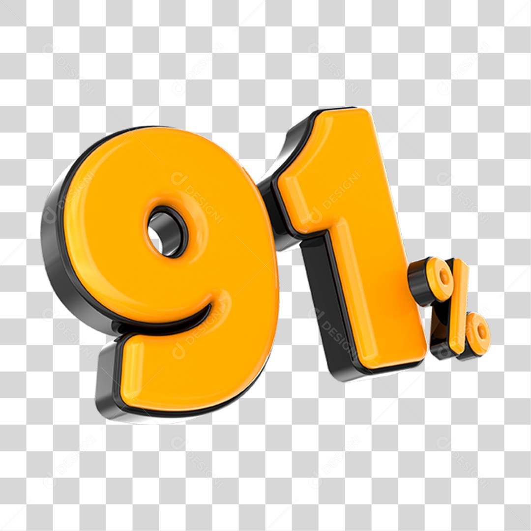 Elemento 3D Número Laranja 91 Por Cento PNG Transparente