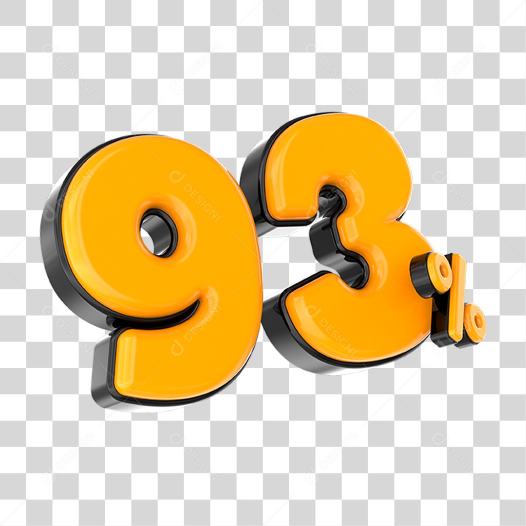 Elemento 3D Número Laranja 93 Por Cento PNG Transparente