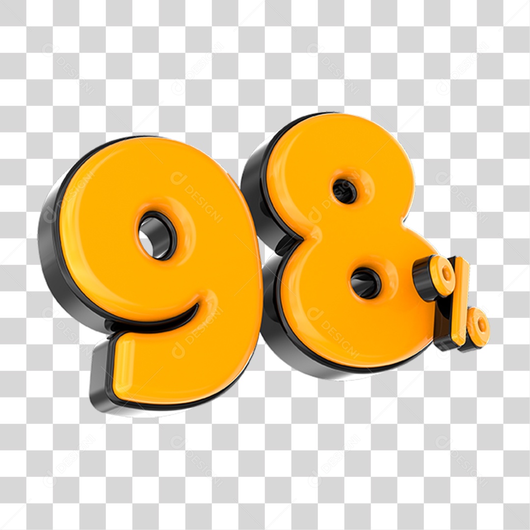 Elemento 3D Número Laranja 98 Por Cento PNG Transparente