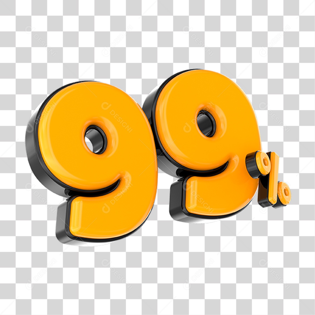 Orange Number 99 Percent Transparent PNG 3D Element