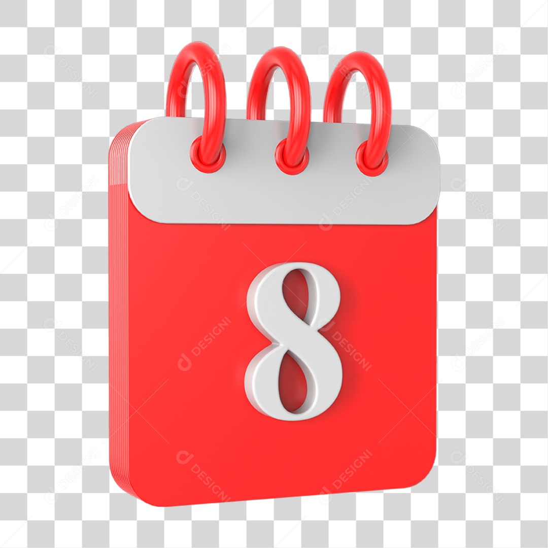 Elemento 3D Calendário Vermelho PNG Transparente