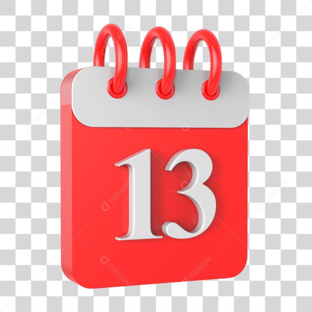 Elemento 3D Calendário Vermelho PNG Transparente