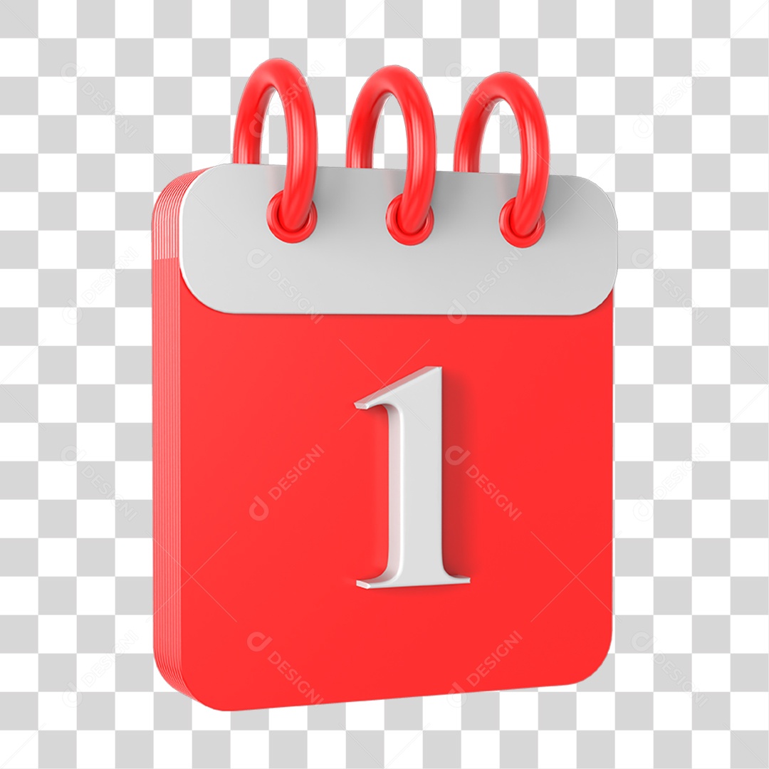 Elemento 3D Calendário Vermelho PNG Transparente
