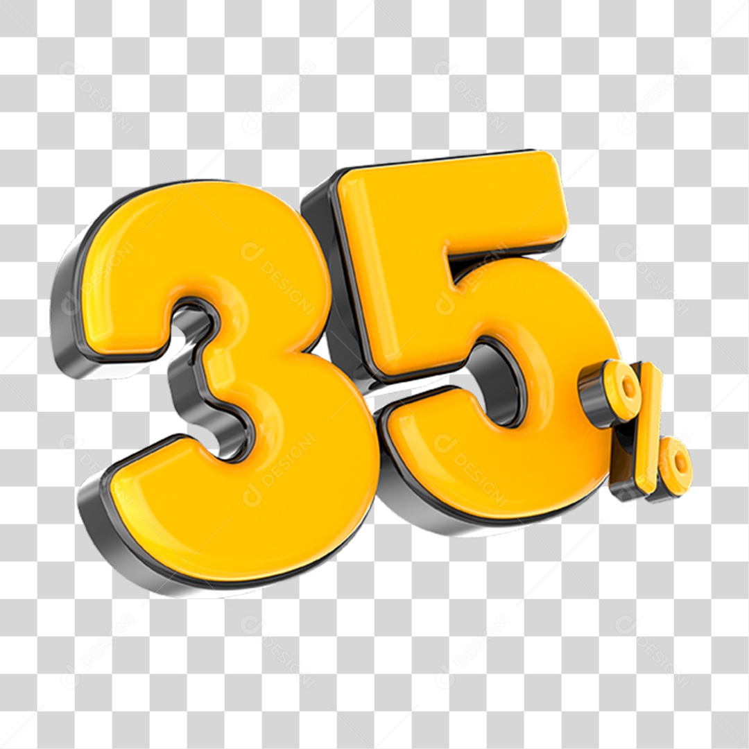 Elemento 3D Número Amarelo 35 Por Cento PNG Transparente