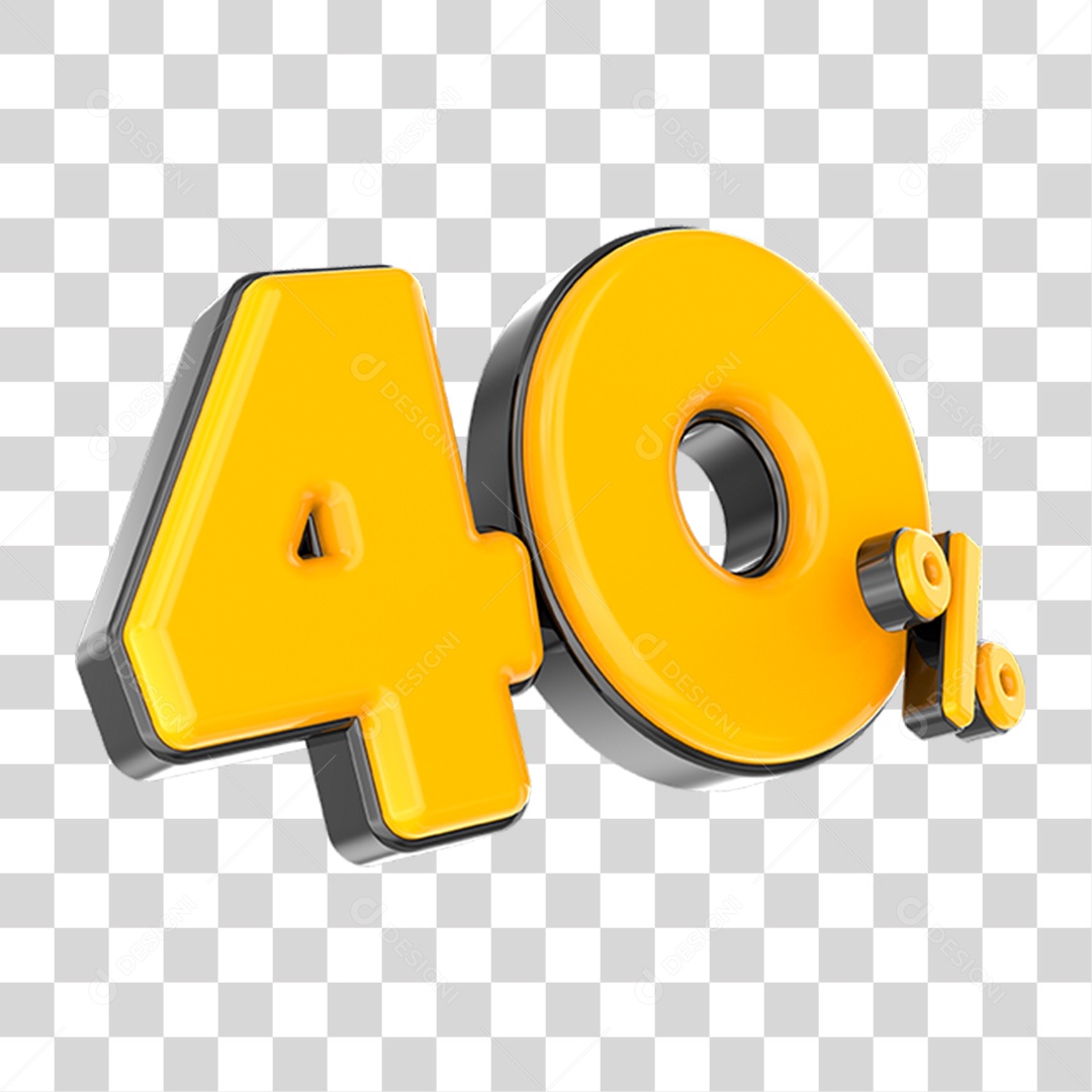 Elemento 3D Número Amarelo 40 Por Cento PNG Transparente