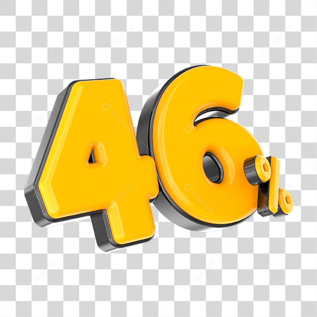 Elemento 3D Número Amarelo 46 Por Cento PNG Transparente