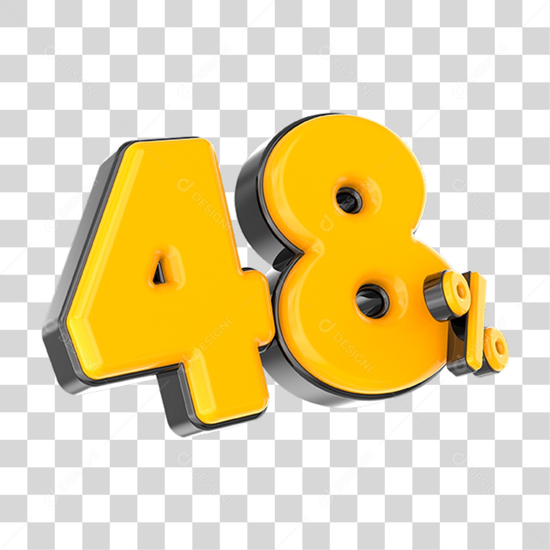 Elemento 3D Número Amarelo 48 Por Cento PNG Transparente