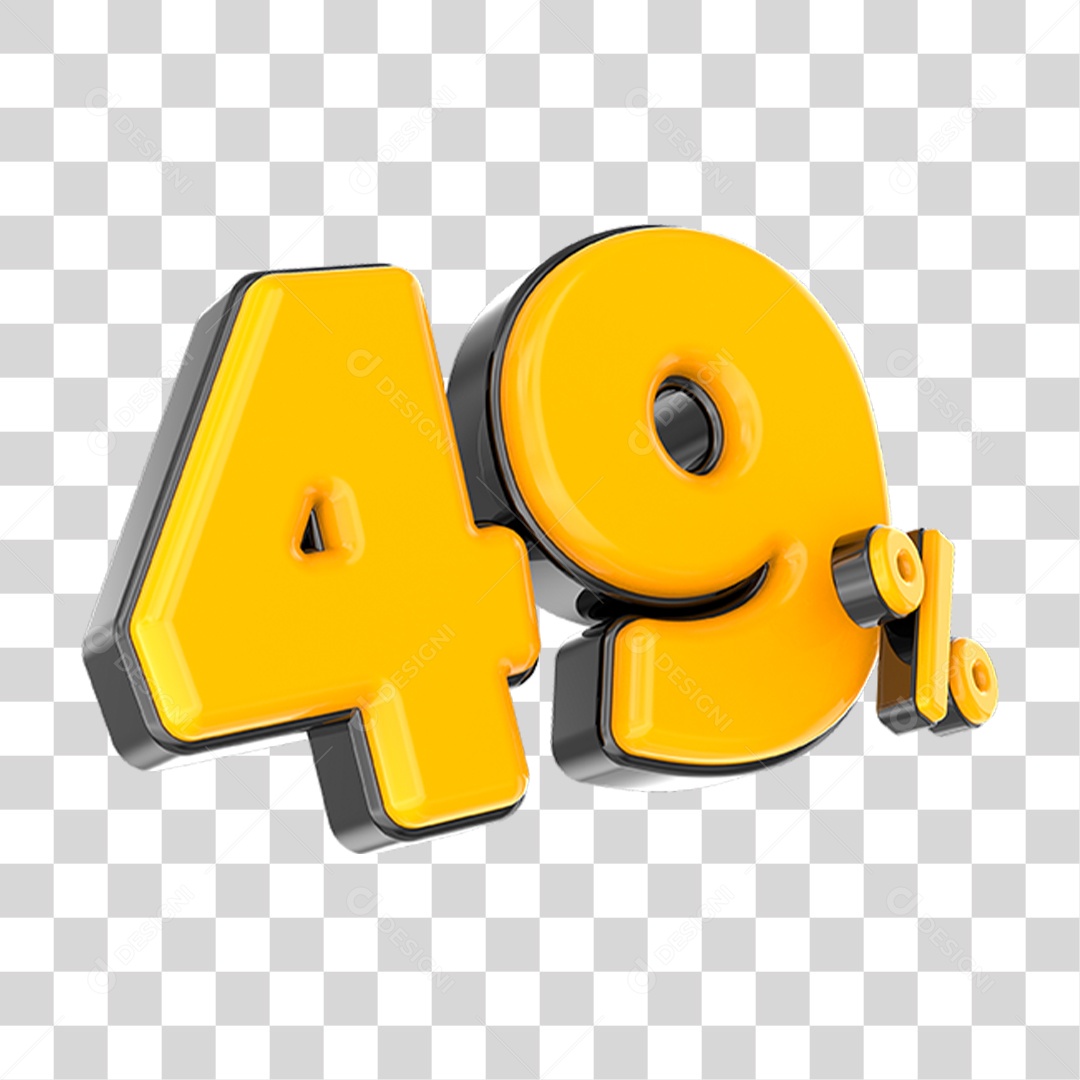 Elemento 3D Número Amarelo 49 Por Cento PNG Transparente