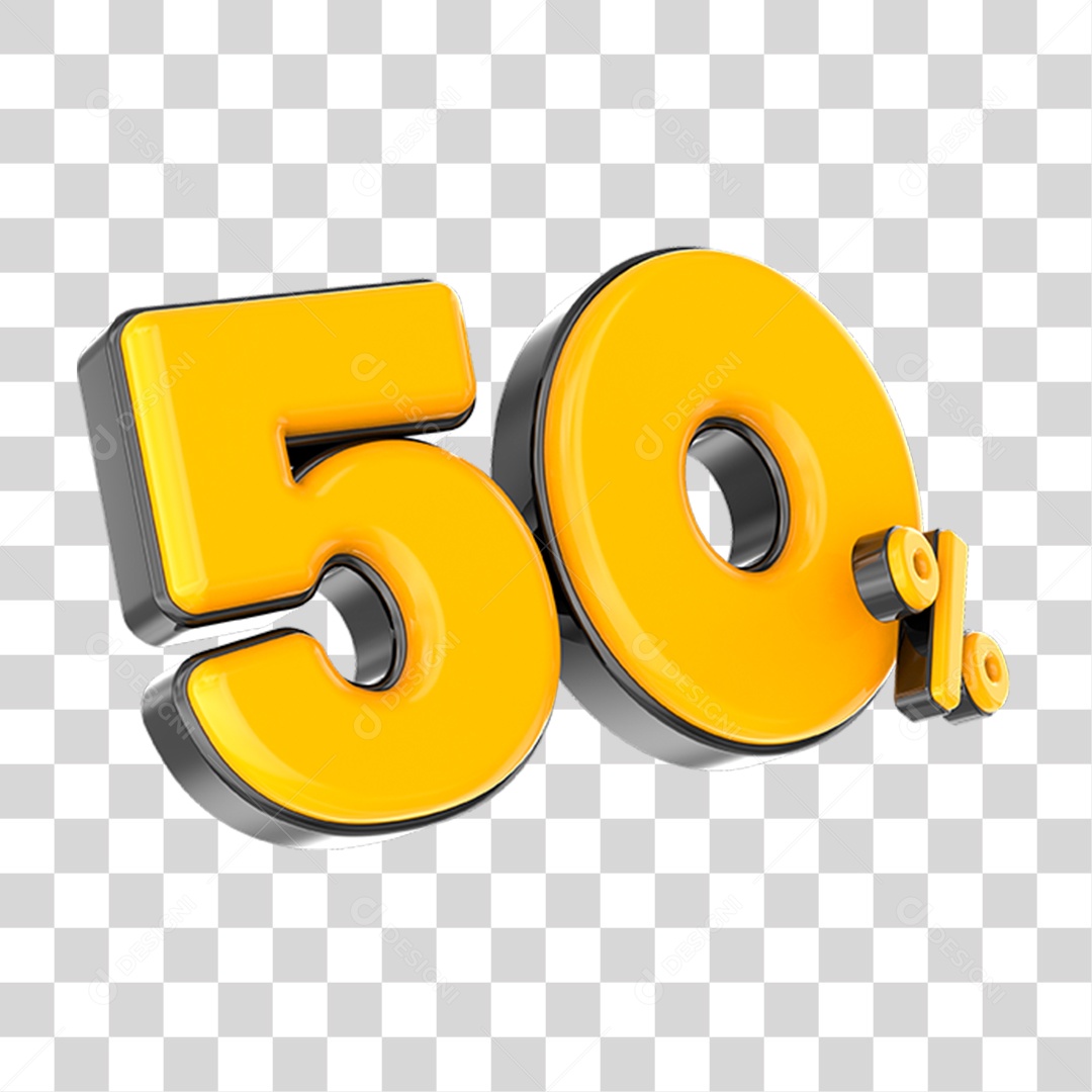 Elemento 3D Número Amarelo 50 Por Cento PNG Transparente
