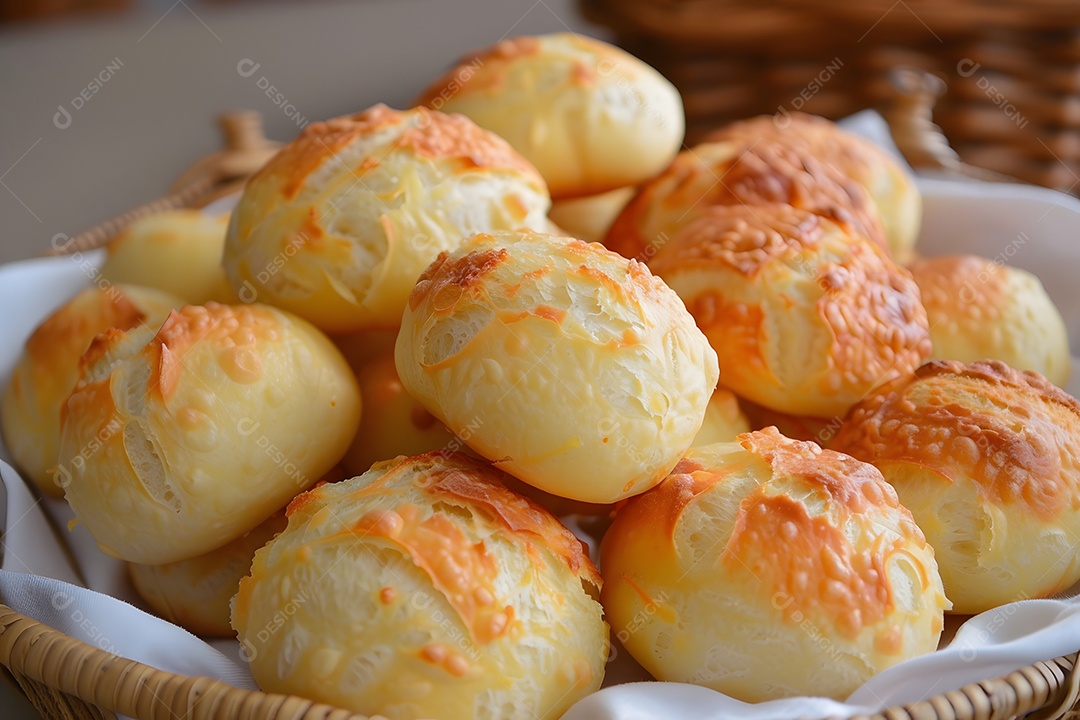 Pães de queijo fresco em uma bandeija