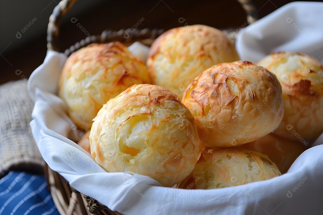 Pães de queijo fresco em uma bandeija