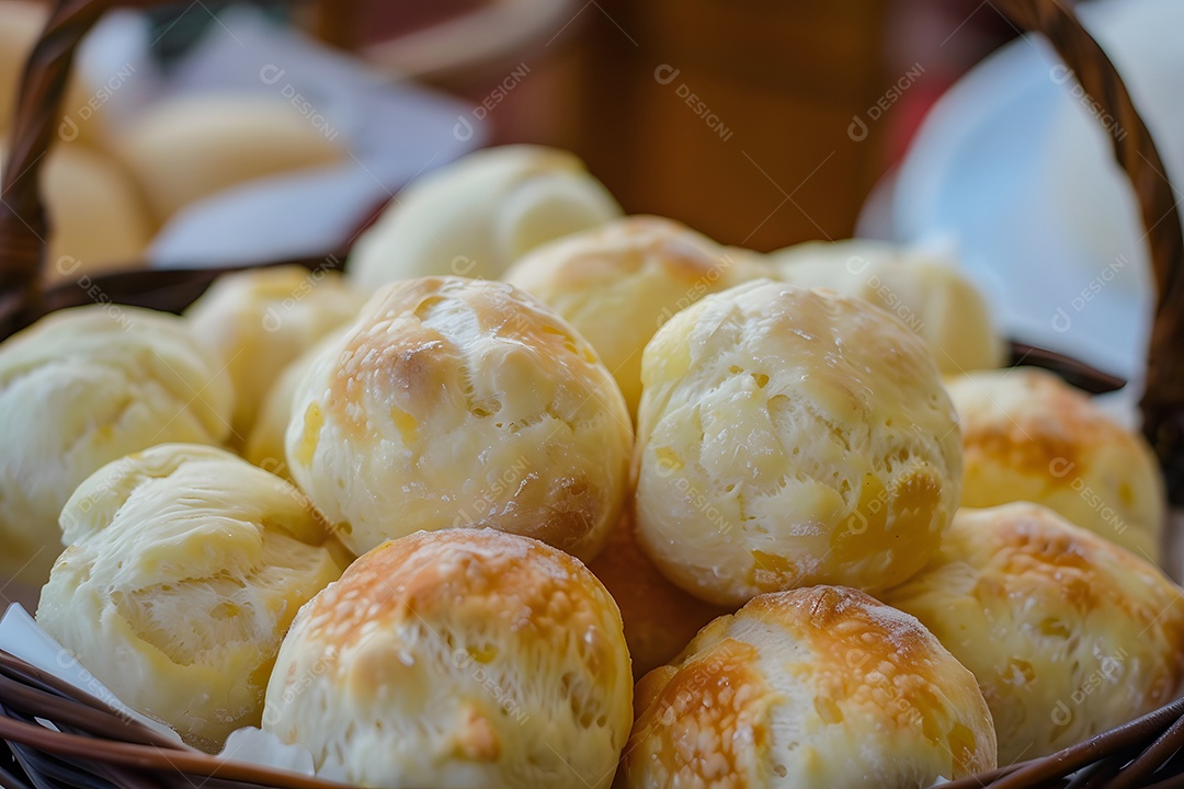 Pães de queijo fresco em uma bandeija