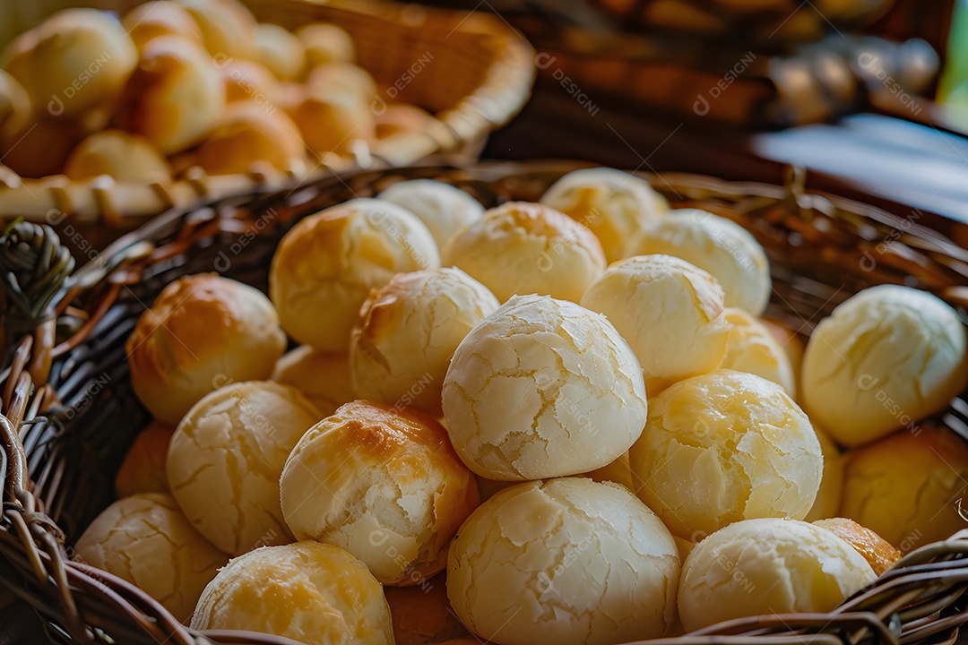 Pães de queijo fresco em uma bandeija