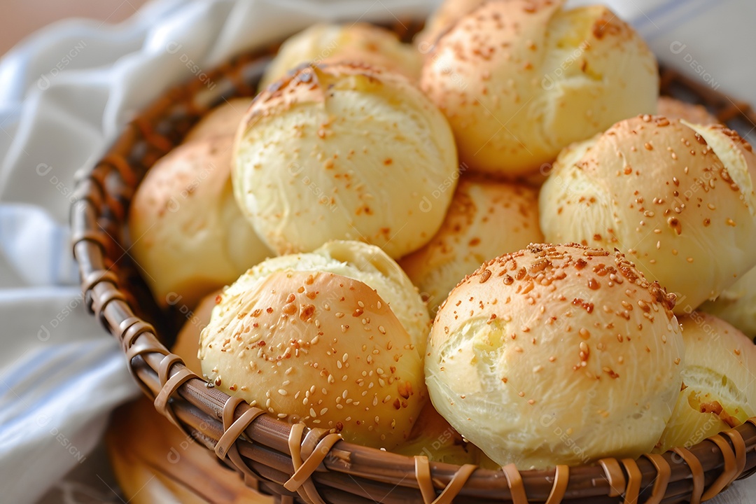 Pães de queijo fresco em uma bandeija
