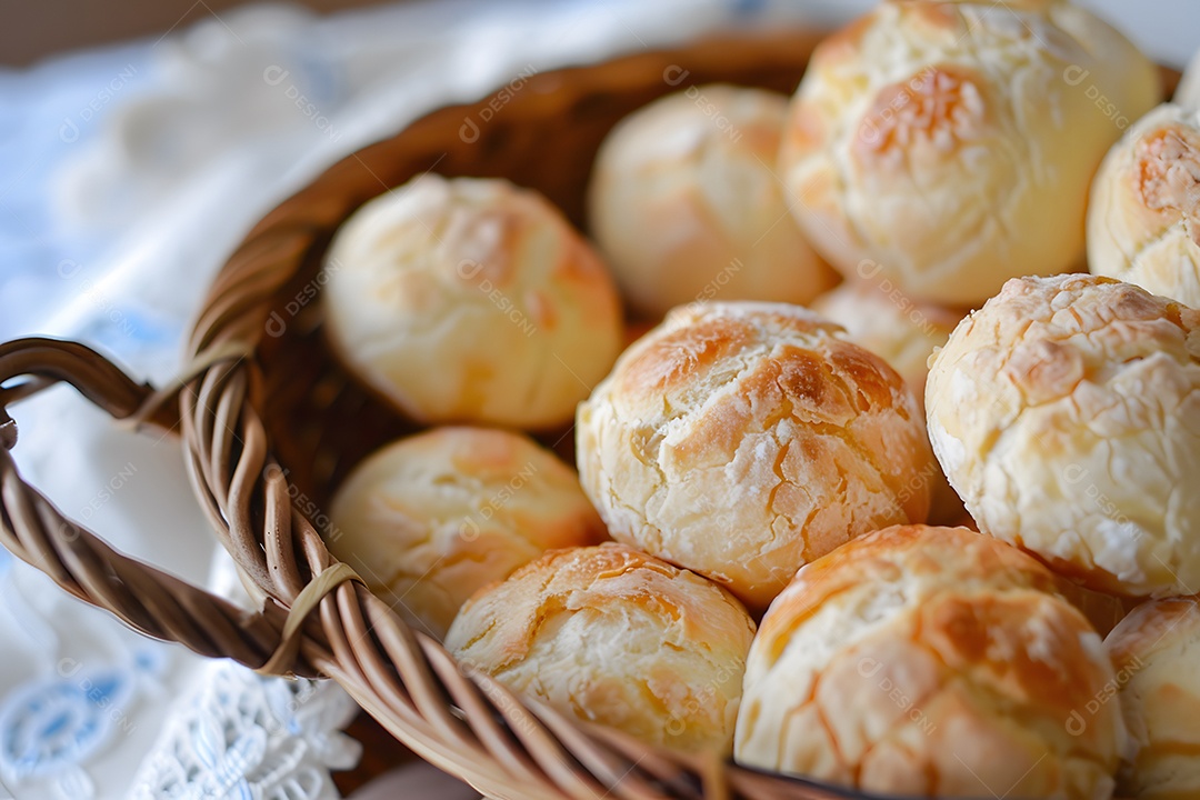 Pães de queijo fresco em uma bandeija
