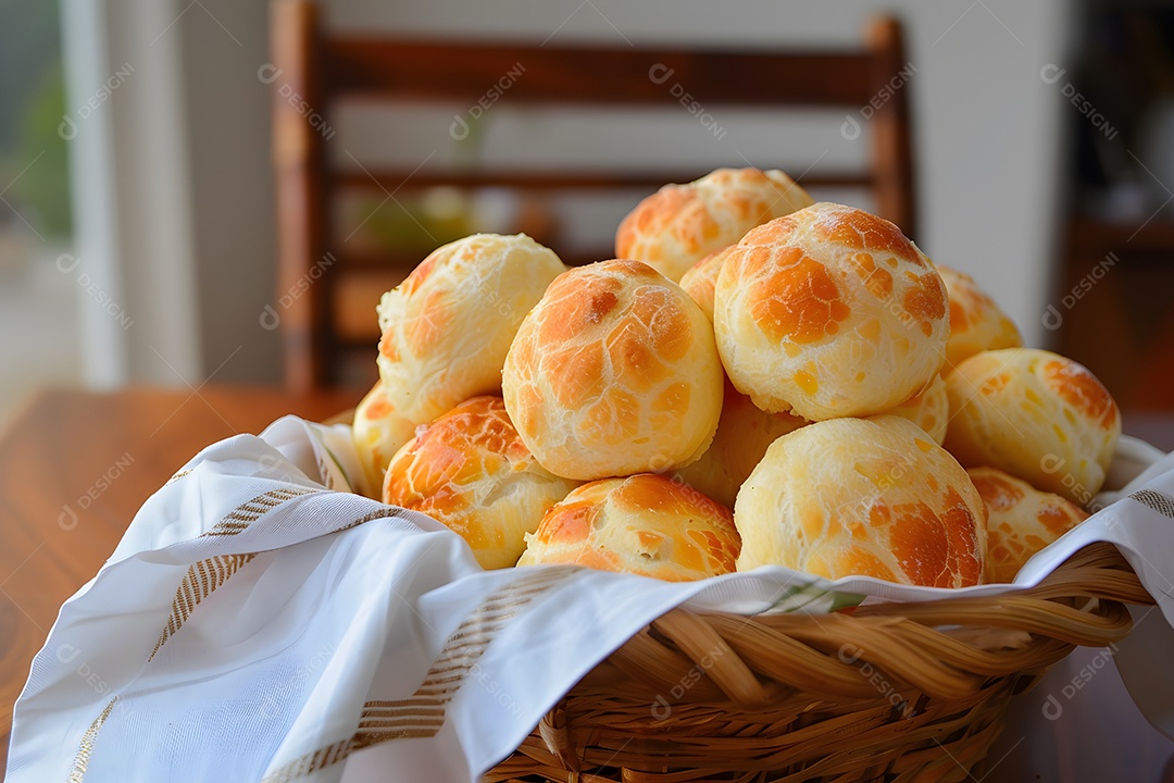 Pães de queijo fresco em uma bandeija