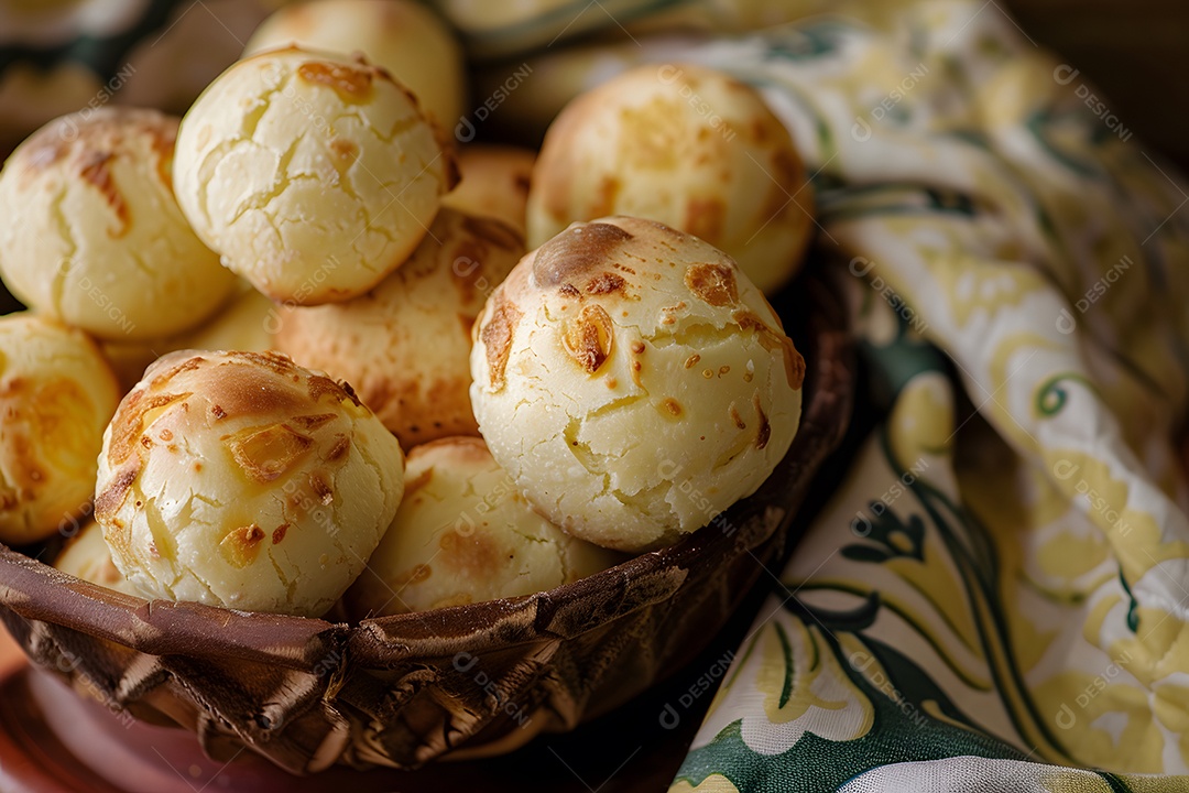 Pães de queijo fresco em uma bandeija