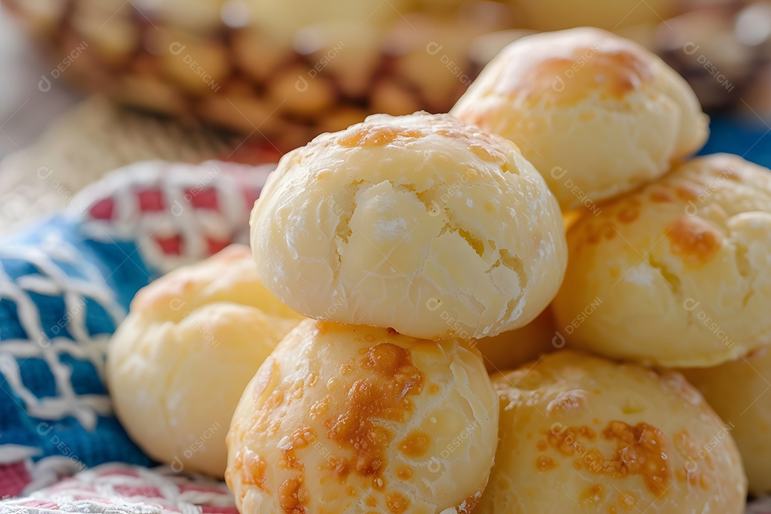 Pães de queijo fresco em uma bandeija