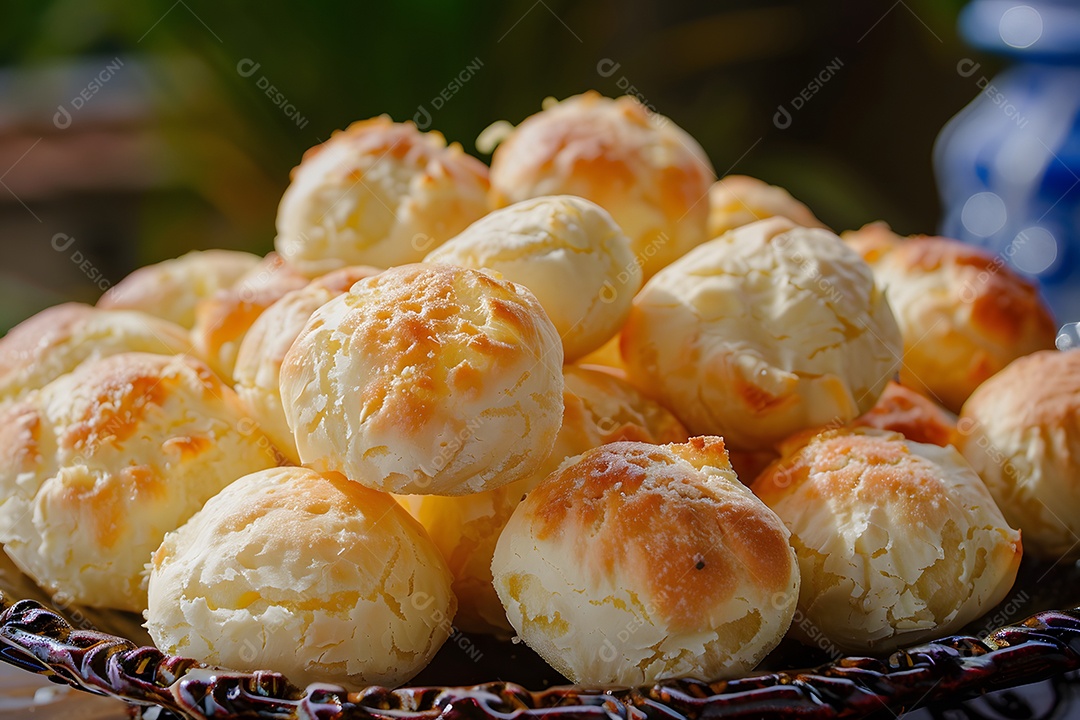 Pães de queijo fresco em uma bandeija